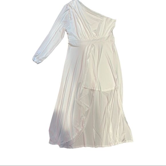 IyMoo Womens Sexy Plus Size Long Sleeve Ruched Elegant High Low Maxi Dress - Picture 12 of 15